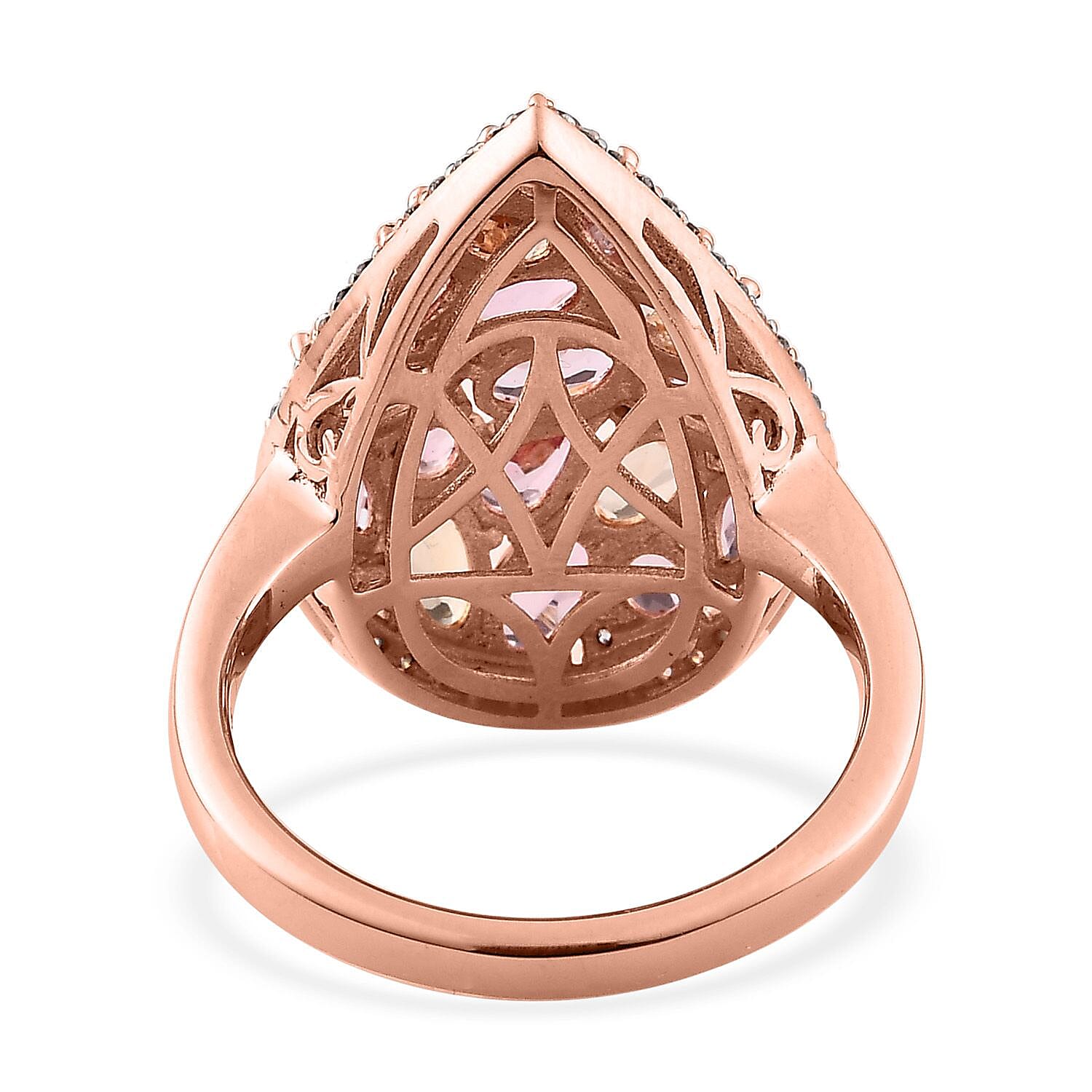Blush Tourmaline and Multi Gemstone Ring in Vermeil Rose Gold Over Sterling Silver (Size 10.0) 3.85 ctw