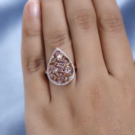 Buy Blush Tourmaline and Multi Gemstone Ring in Vermeil Rose Gold Over  Sterling Silver (Size 8.0) 3.85 ctw at