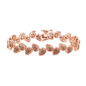 Natural Champagne Diamond Bracelet in Vermeil Rose Gold Over Sterling Silver (7.25 In) 2.00 ctw