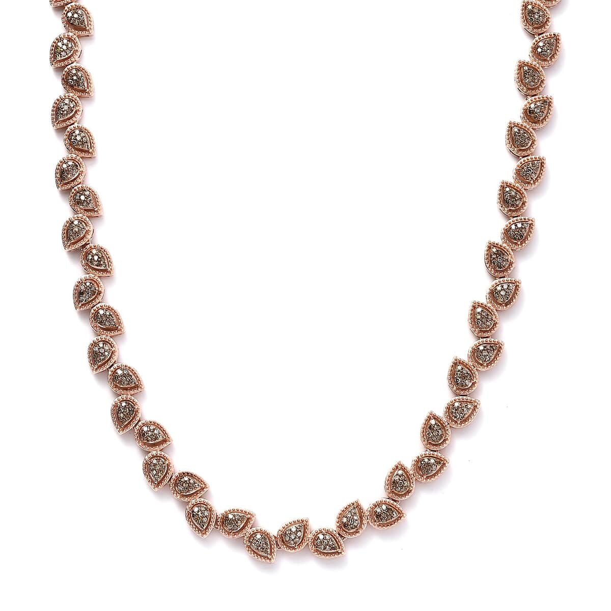 Natural Champagne Diamond 4.00 ctw Necklace in Vermeil Rose Gold Over Sterling Silver 18 Inches image number 0