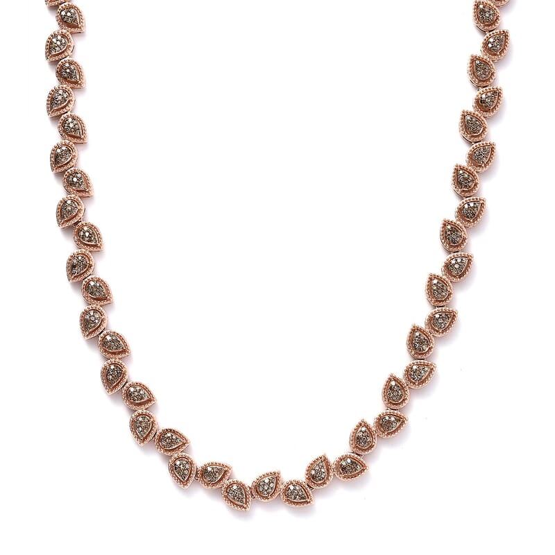 Natural Champagne Diamond 4.00 ctw Necklace in Vermeil Rose Gold Over Sterling Silver 18 Inches
