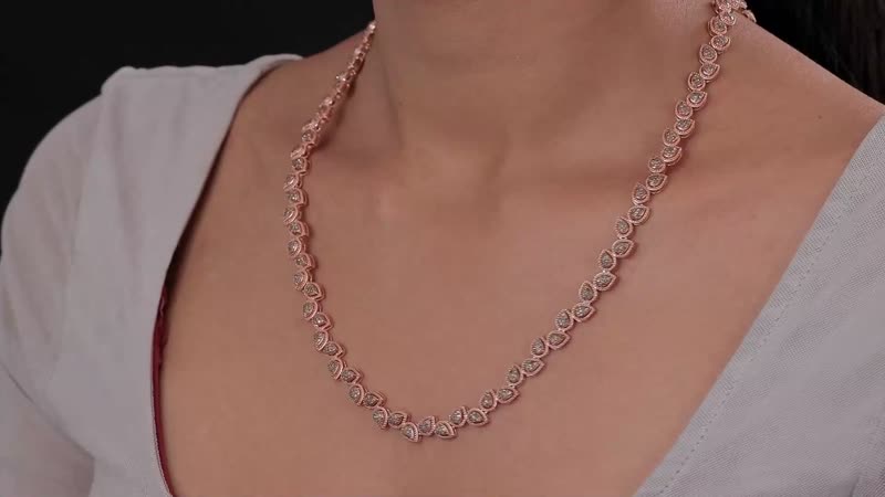 Natural Champagne Diamond 4.00 ctw Necklace in Vermeil Rose Gold Over Sterling Silver 18 Inches