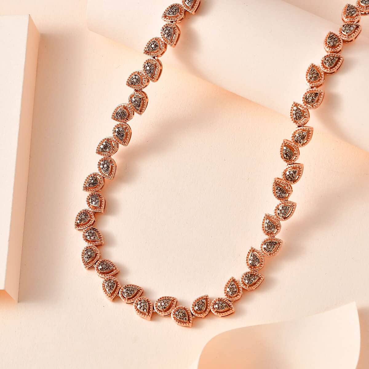 Natural Champagne Diamond 4.00 ctw Necklace in Vermeil Rose Gold Over Sterling Silver 18 Inches image number 1