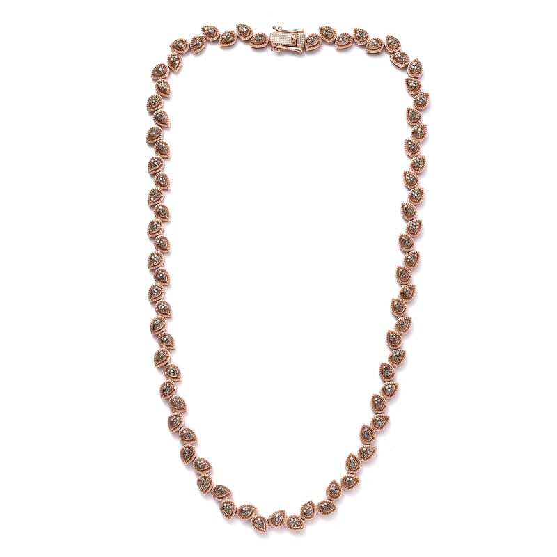 Natural Champagne Diamond 4.00 ctw Necklace in Vermeil Rose Gold Over Sterling Silver 18 Inches