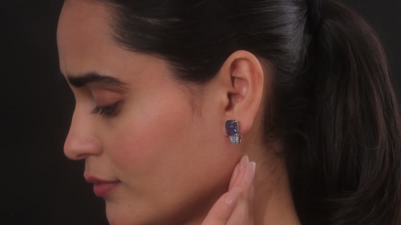 Dean Teal Fluorite (IR) and Multi Gemstone J-Hoop Earrings in Platinum Over Sterling Silver 10.15 ctw