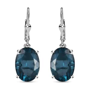 Dean Teal Fluorite (IR) Lever Back Earrings in Platinum Over Sterling Silver 13.40 ctw