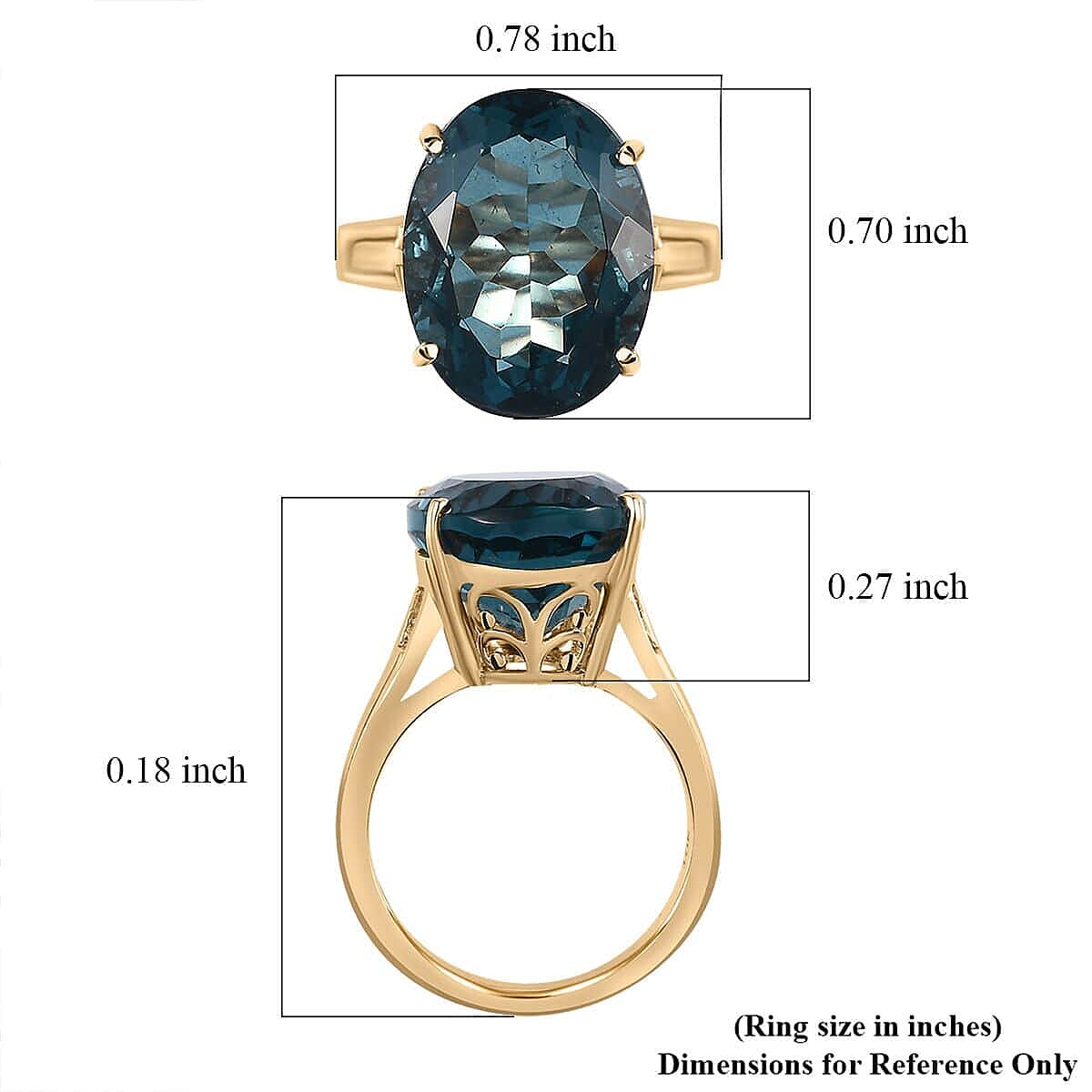Luxoro 10K Yellow Gold Premium Dean Teal Fluorite (IR), Diamond Ring (Size 10.0) 12.40 ctw