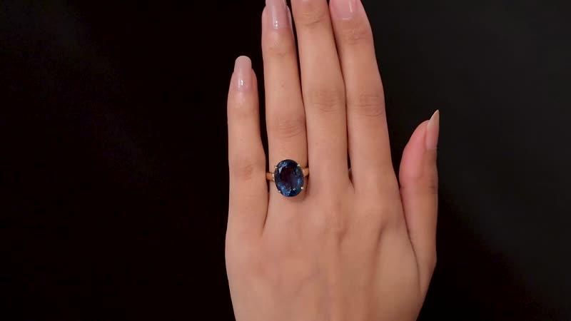Luxoro 10K Yellow Gold Premium Teal Fluorite, Diamond Ring (Size 10.0) 11.00 ctw