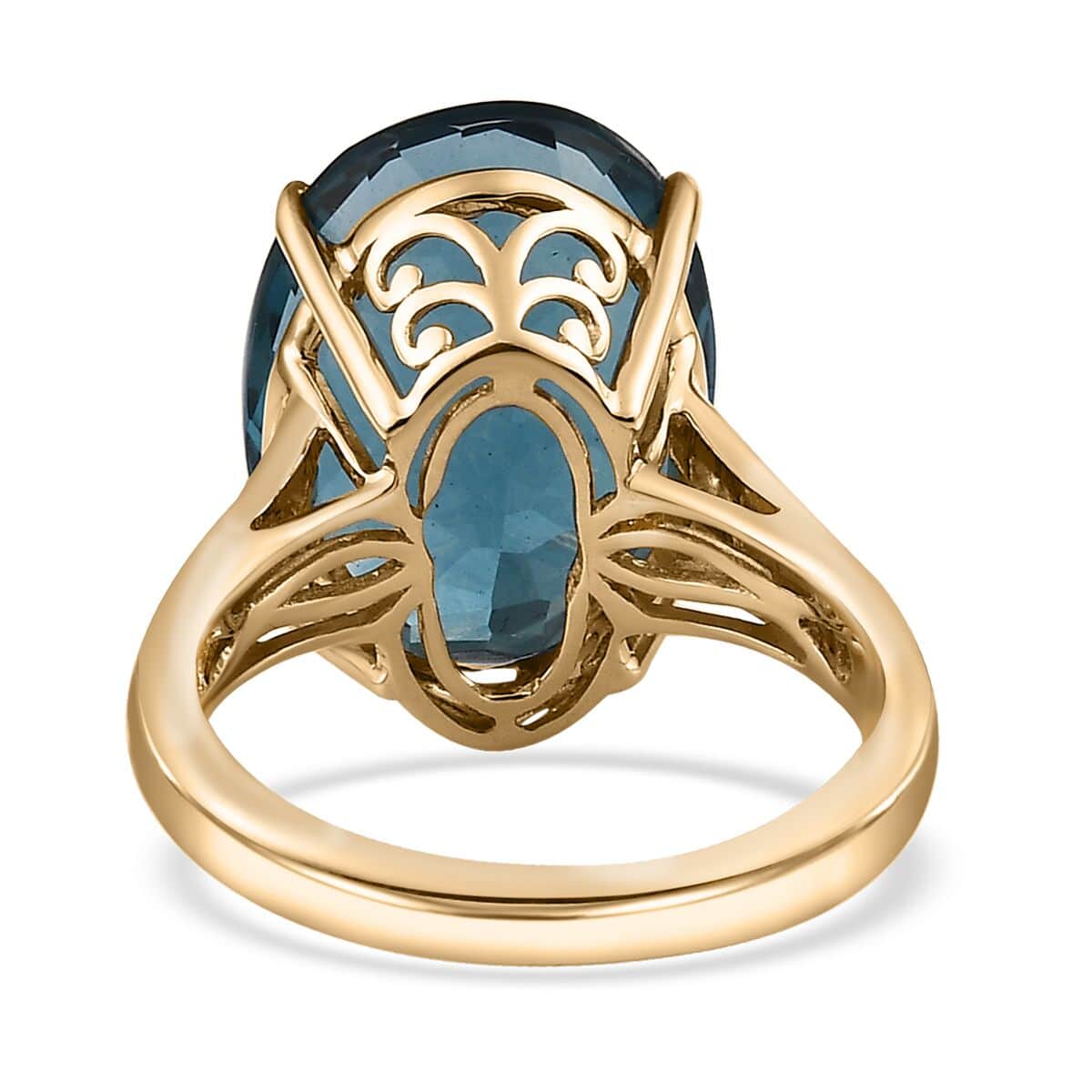 Luxoro 10K Yellow Gold Premium Dean Teal Fluorite (IR) and Diamond Ring (Size 7.0) 12.40 ctw image number 4