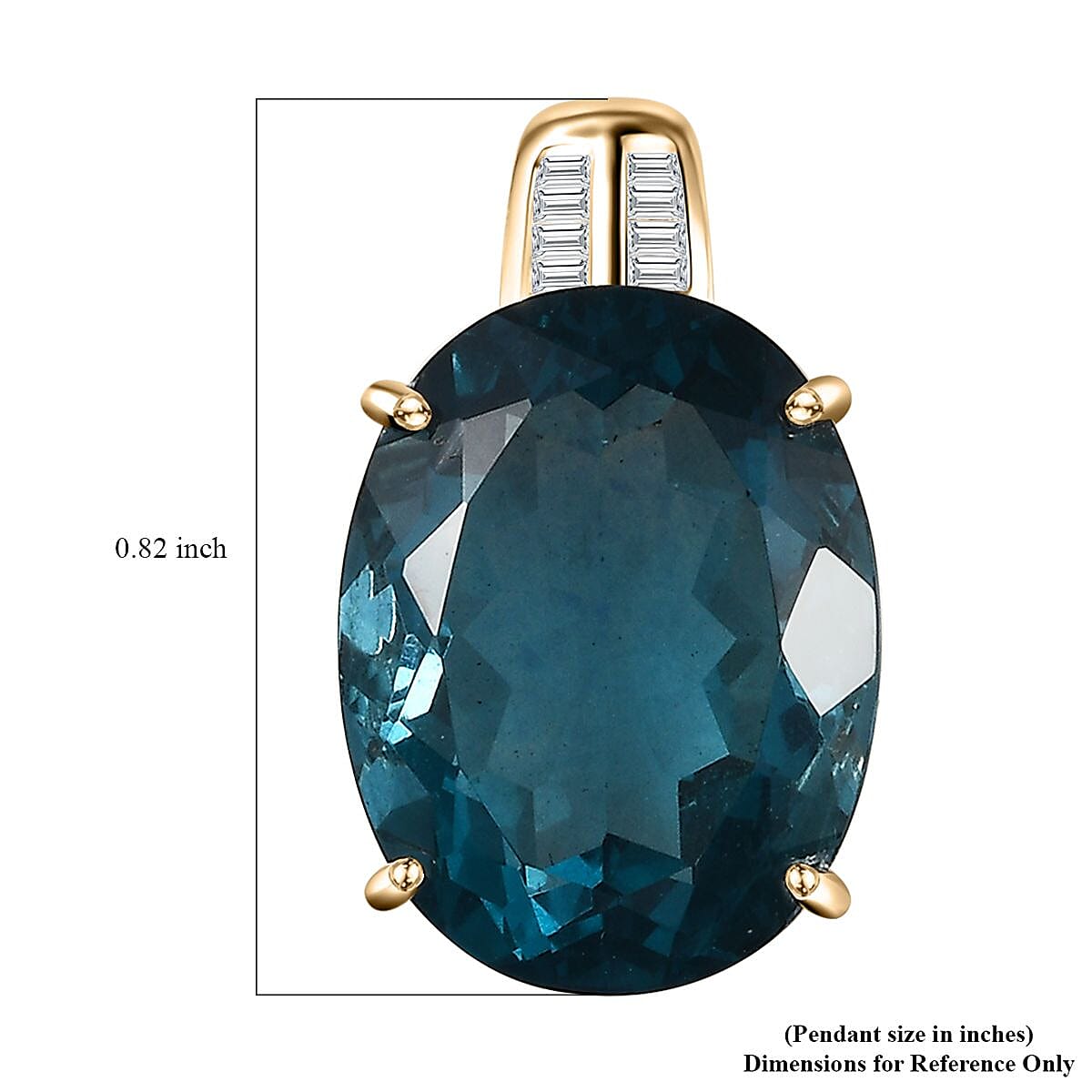 Luxoro 10K Yellow Gold Premium Dean Teal Fluorite (IR) and Diamond Pendant 12.00 ctw