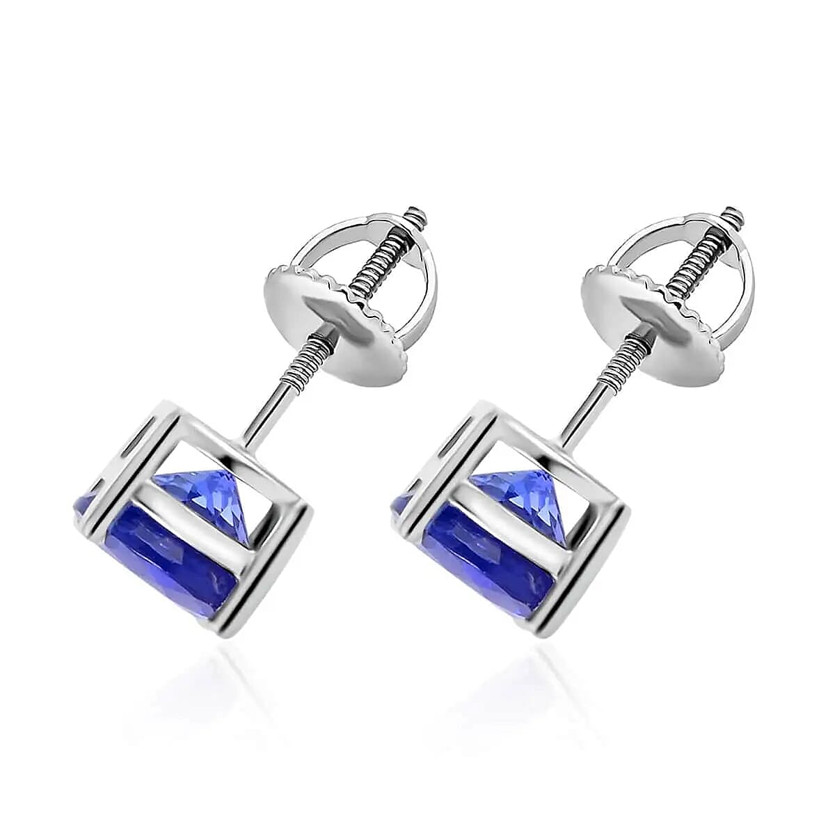  Certified & Appraised Rhapsody 950 Platinum AAAA Tanzanite Round Stud Earrings 2.30 ctw image number 4