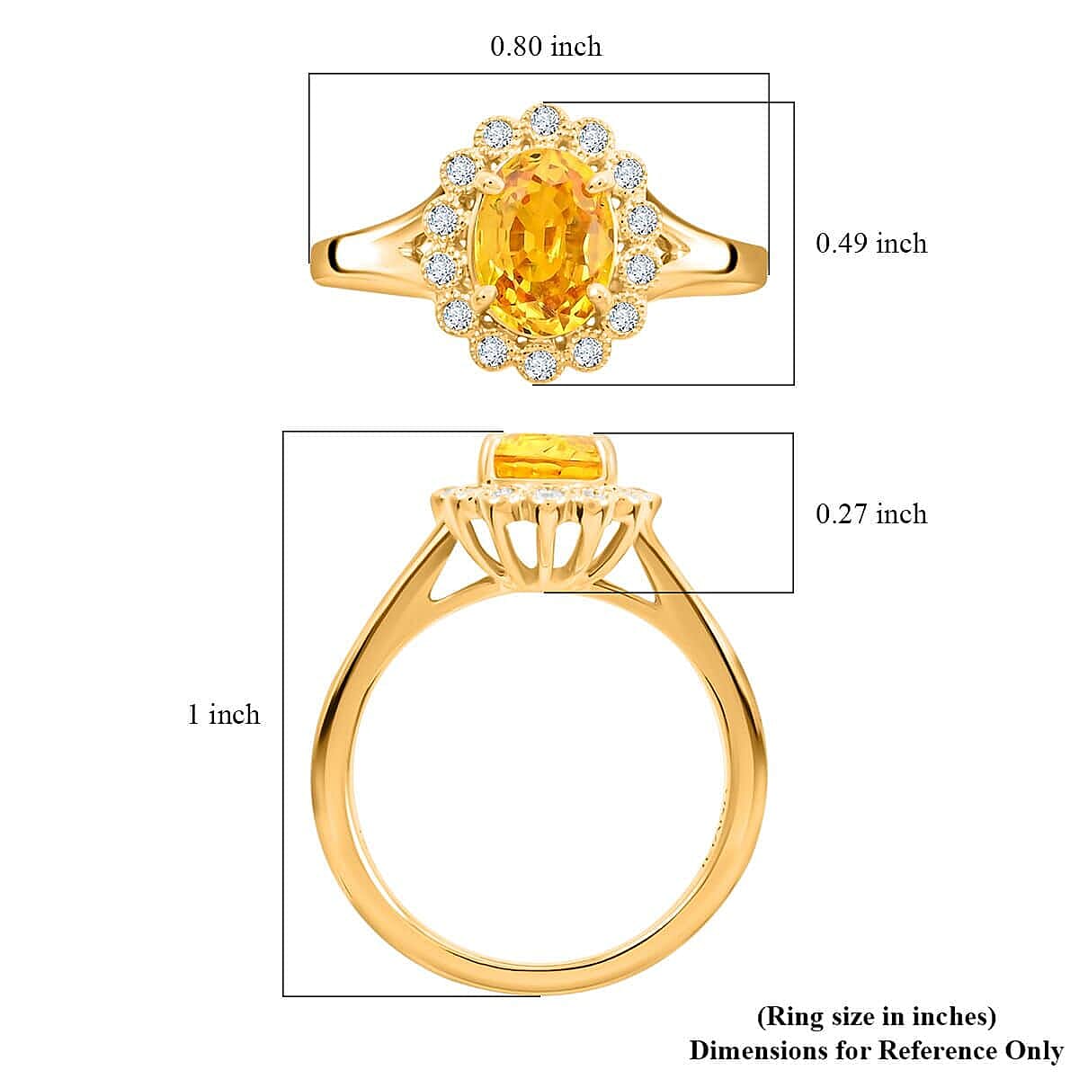 Iliana 18K Yellow Gold AAA Yellow Sapphire and G-H SI Diamond Floral Ring (Size 10.0) 4.25 Grams 1.75 ctw