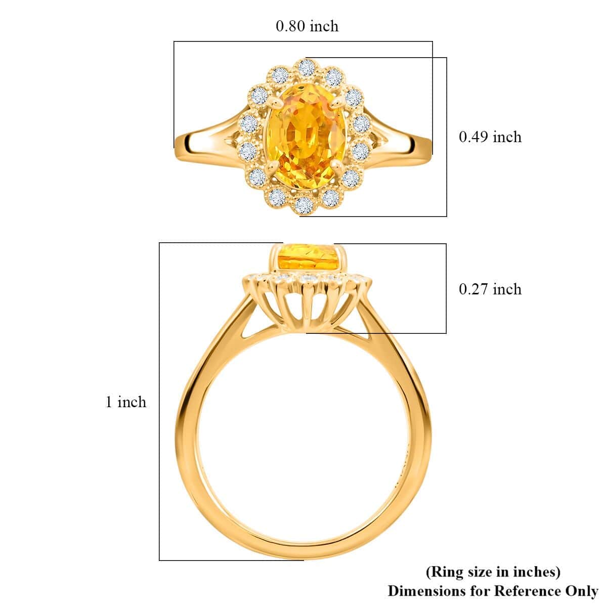 Iliana 18K Yellow Gold AAA Yellow Sapphire and G-H SI Diamond Floral Ring (Size 10.0) 4.25 Grams 1.75 ctw image number 4