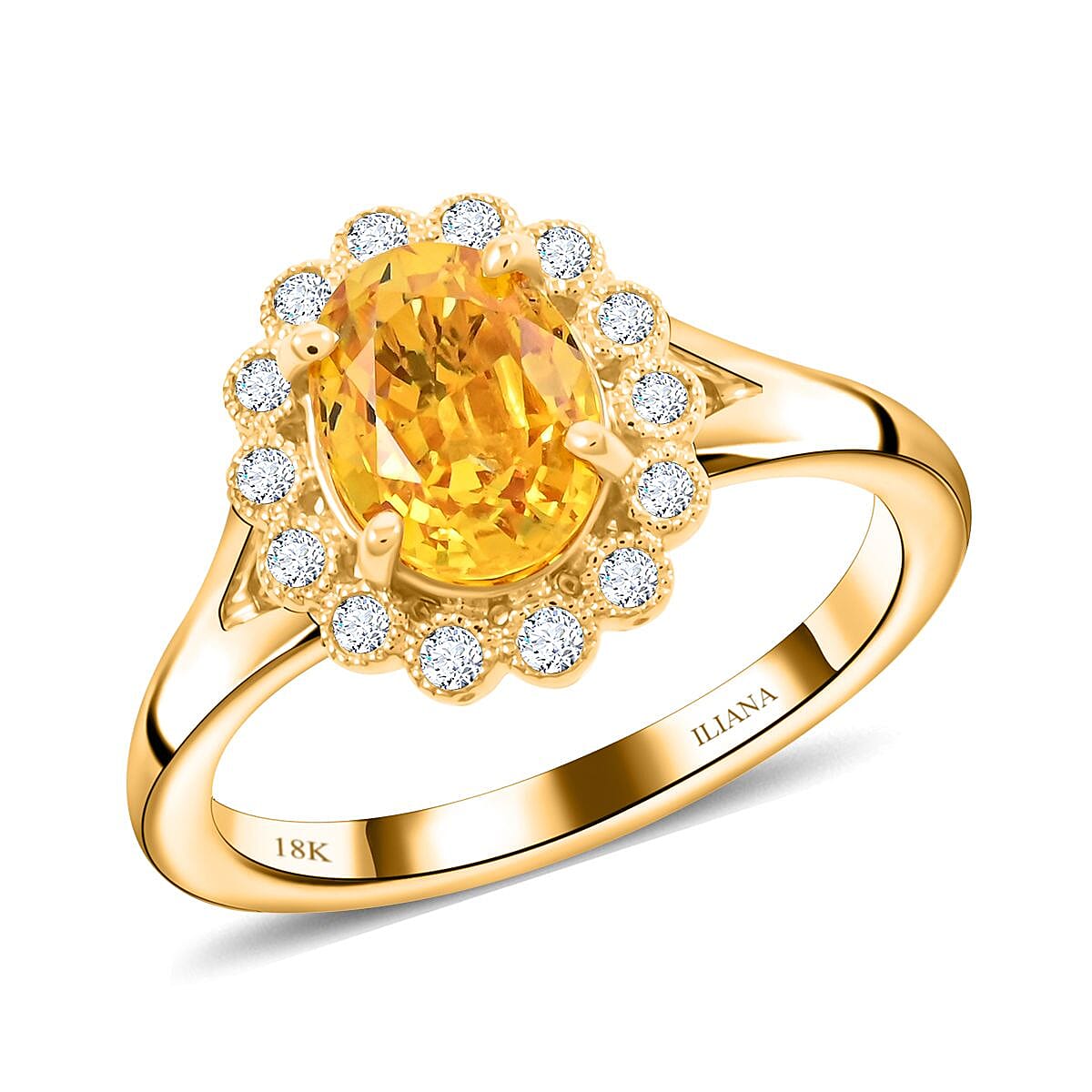Iliana 18K Yellow Gold AAA Yellow Sapphire and G-H SI Diamond Floral Ring (Size 10.5) 4.25 Grams 1.75 ctw image number 0