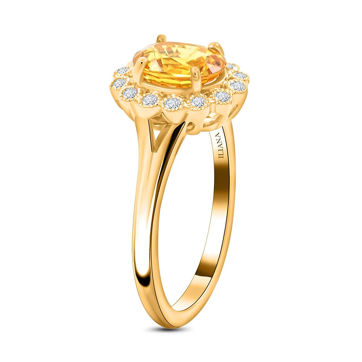 Iliana 18K Yellow Gold AAA Yellow Sapphire and G-H SI Diamond Floral Ring (Size 10.5) 4.25 Grams 1.75 ctw image number 3