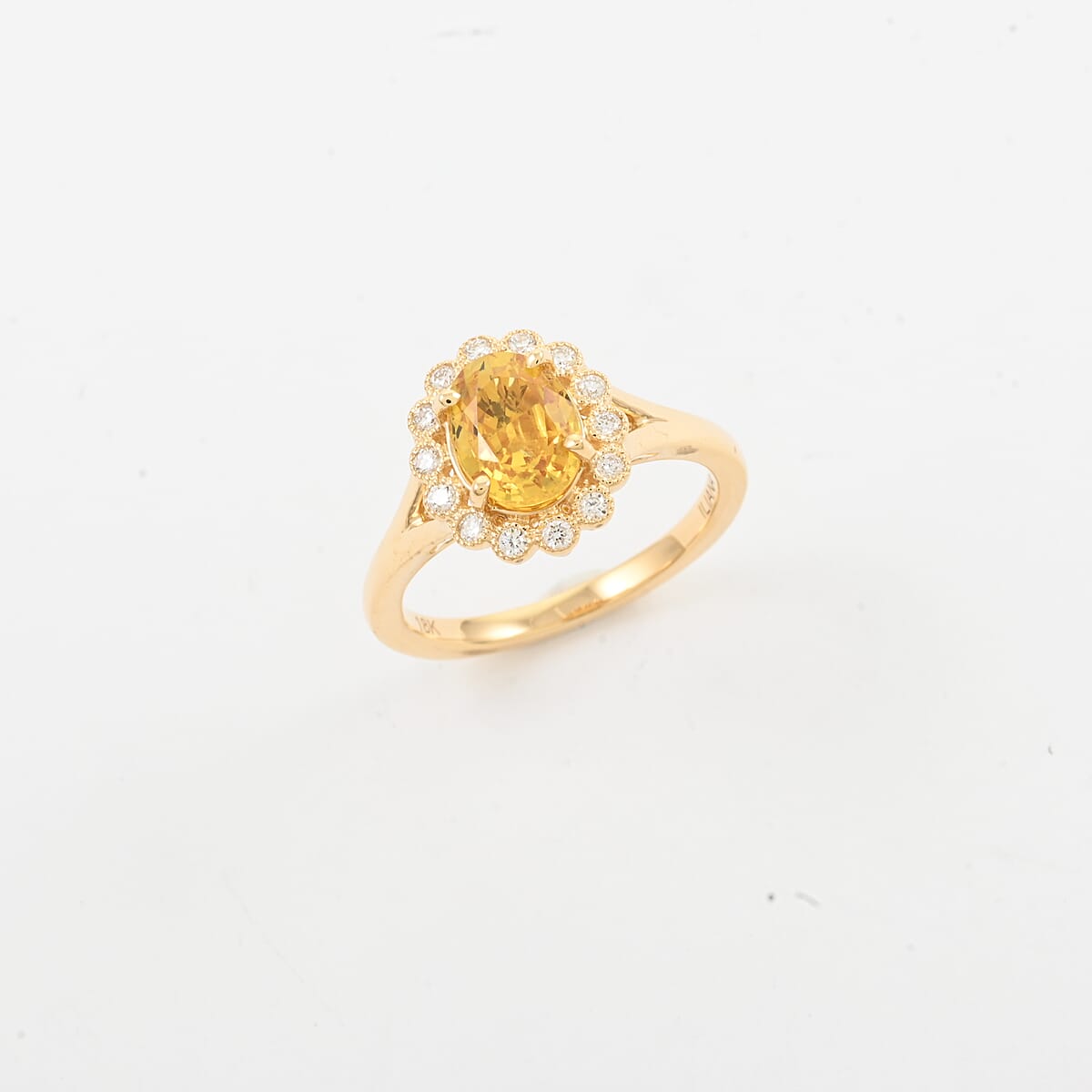 Iliana 18K Yellow Gold AAA Yellow Sapphire and G-H SI Diamond Floral Ring (Size 11.0) 4.25 Grams 1.75 ctw image number 0