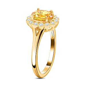 Iliana 18K Yellow Gold AAA Yellow Sapphire and G-H SI Diamond Floral Ring (Size 5.0) 4.25 Grams 1.75 ctw