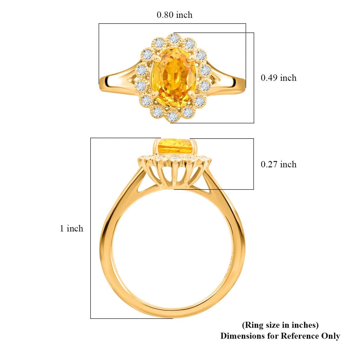 Iliana 18K Yellow Gold AAA Yellow Sapphire and G-H SI Diamond Floral Ring (Size 9.0) 4.25 Grams 1.75 ctw image number 4