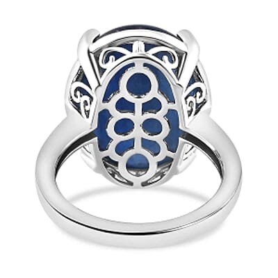 Kashmir Kyanite 16.78 ctw Ring in Platinum Over Sterling Silver (Size 9)