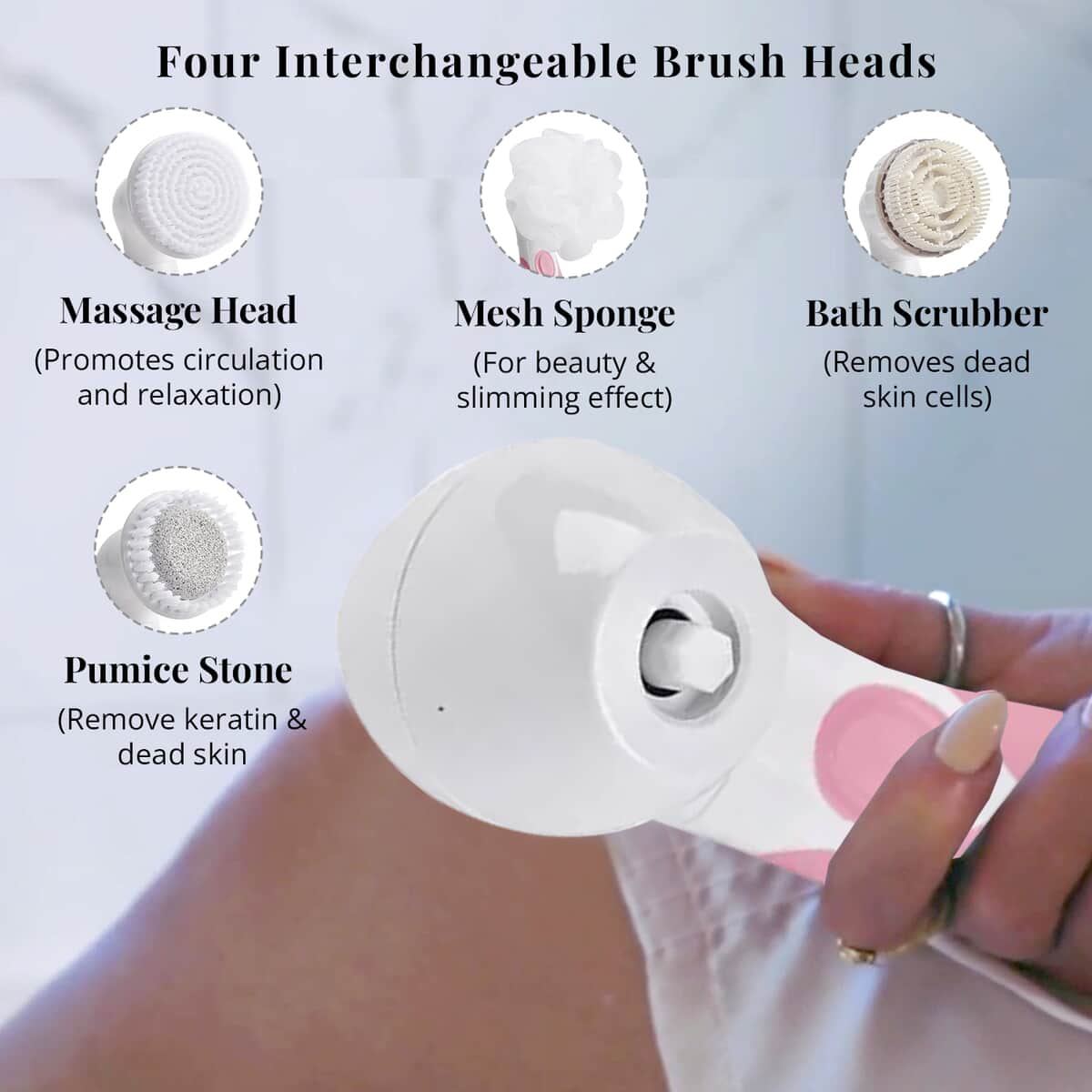 4 in 1 Face and Body Electric Brush Set with Interchangeable Heads for Skin Care, Waterproof Exfoliating Rechargeable Massager image number 2