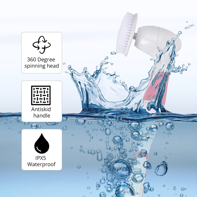 4 in 1 Face and Body Electric Brush Set with Interchangeable Heads for Skin Care, Waterproof Exfoliating Rechargeable Massager
