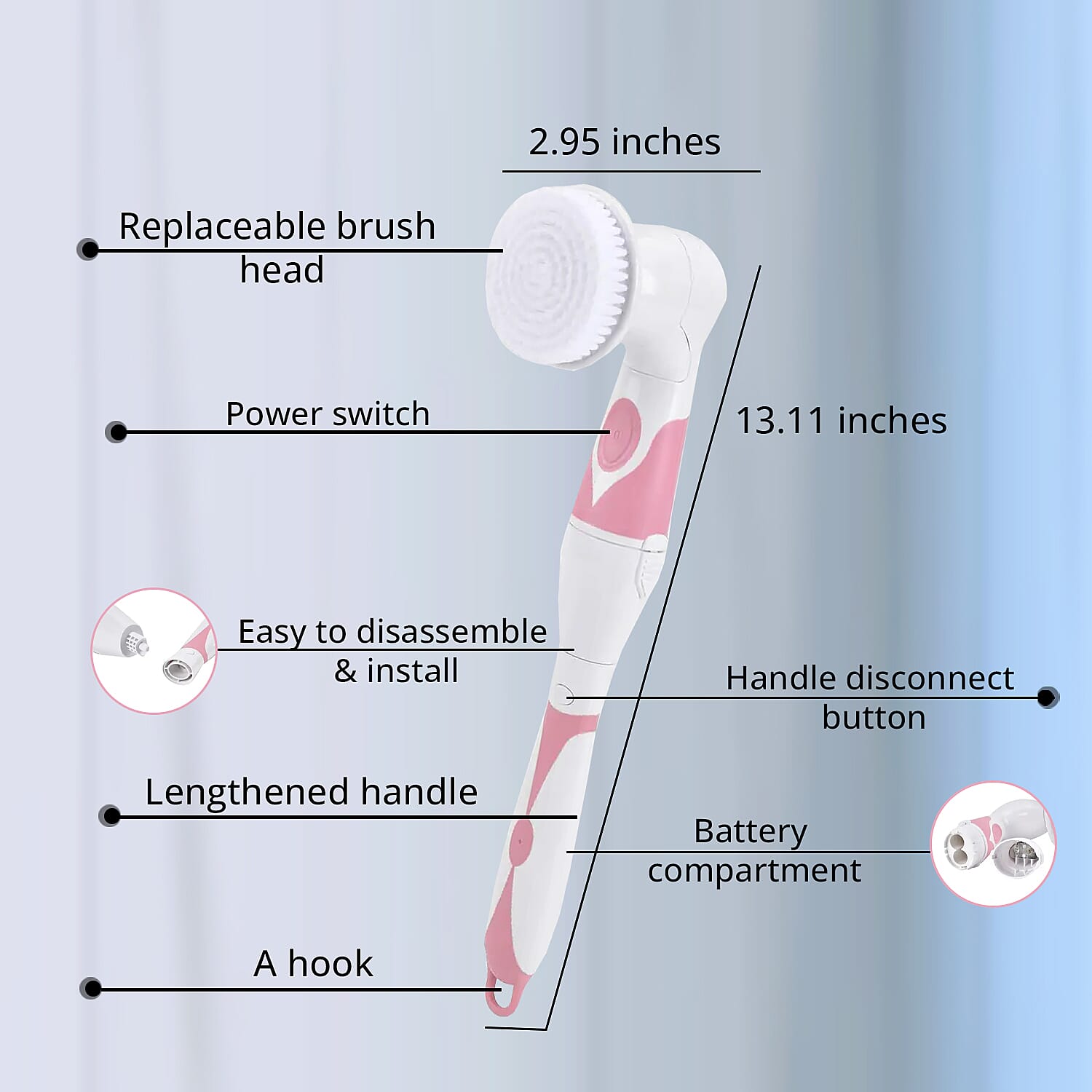 4 in 1 Face and Body Electric Brush Set with Interchangeable Heads for Skin Care, Waterproof Exfoliating Rechargeable Massager