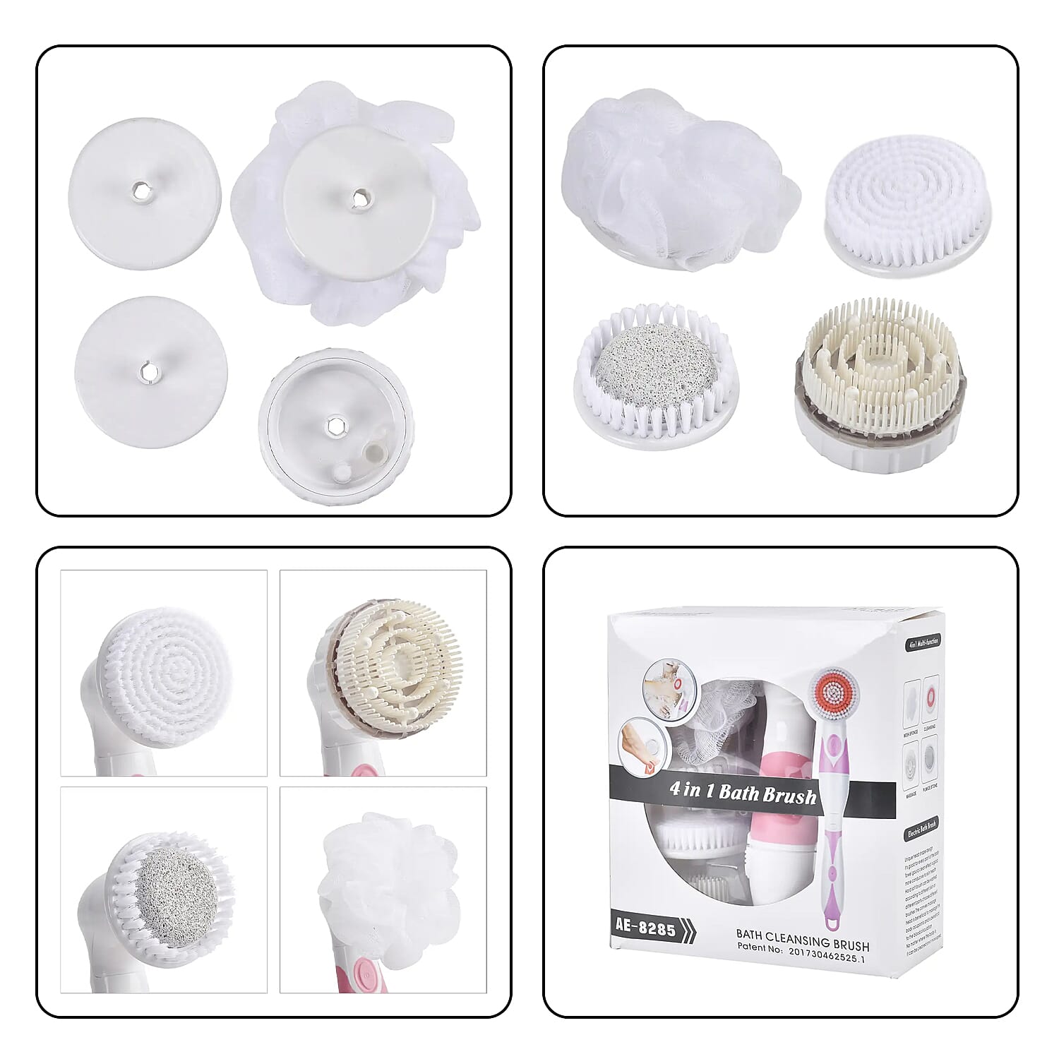 4 in 1 Face and Body Electric Brush Set with Interchangeable Heads for Skin Care, Waterproof Exfoliating Rechargeable Massager