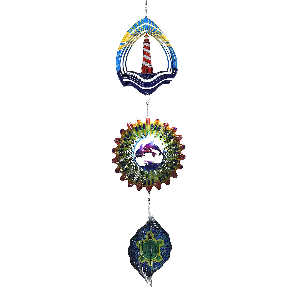 Set of 3 Decoration Dolphin and Turtle Wind Spinner - Blue image number 2