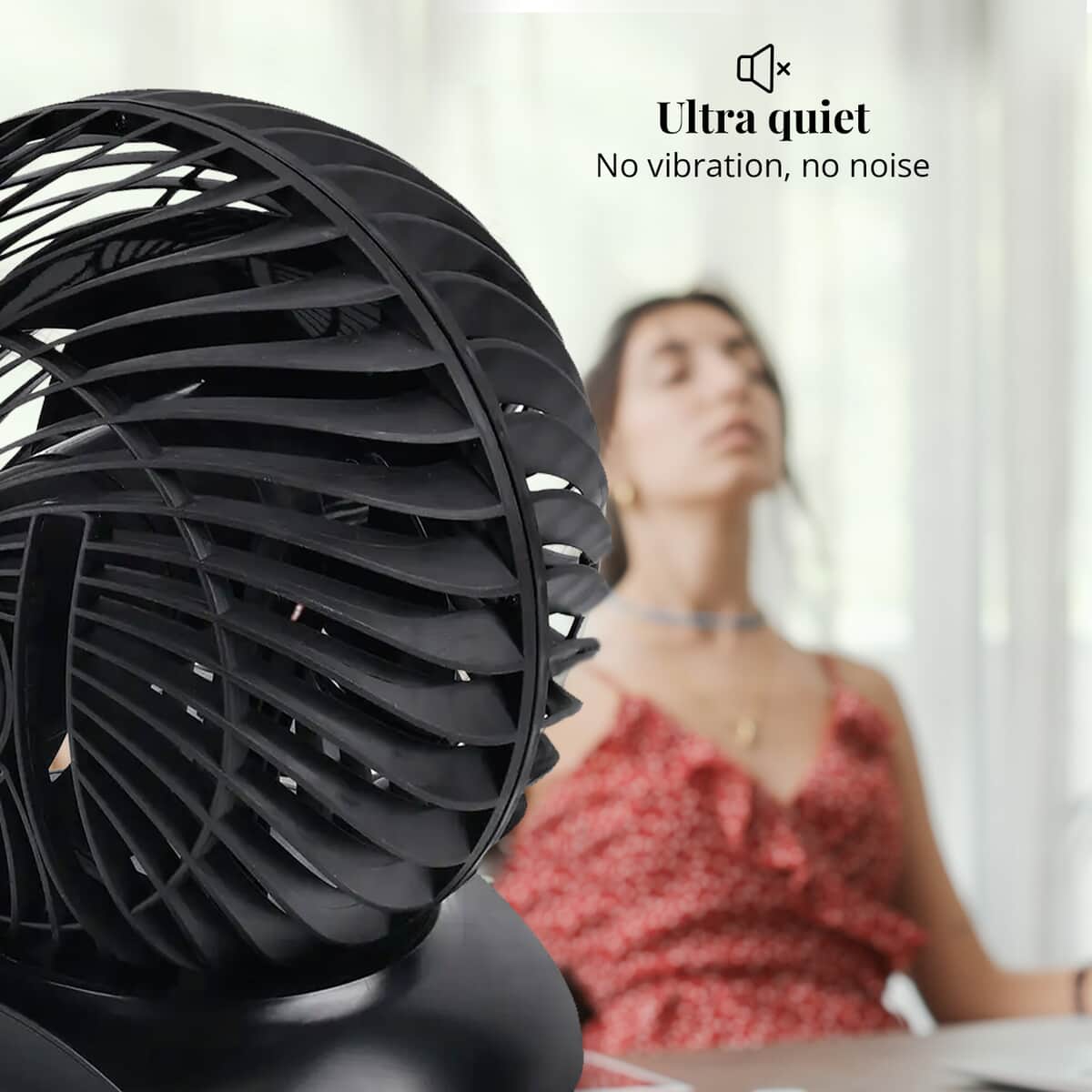 USB Black Portable Desk Fan with Two Speed (Voltage 5V) 8.0"Ã—1" image number 3