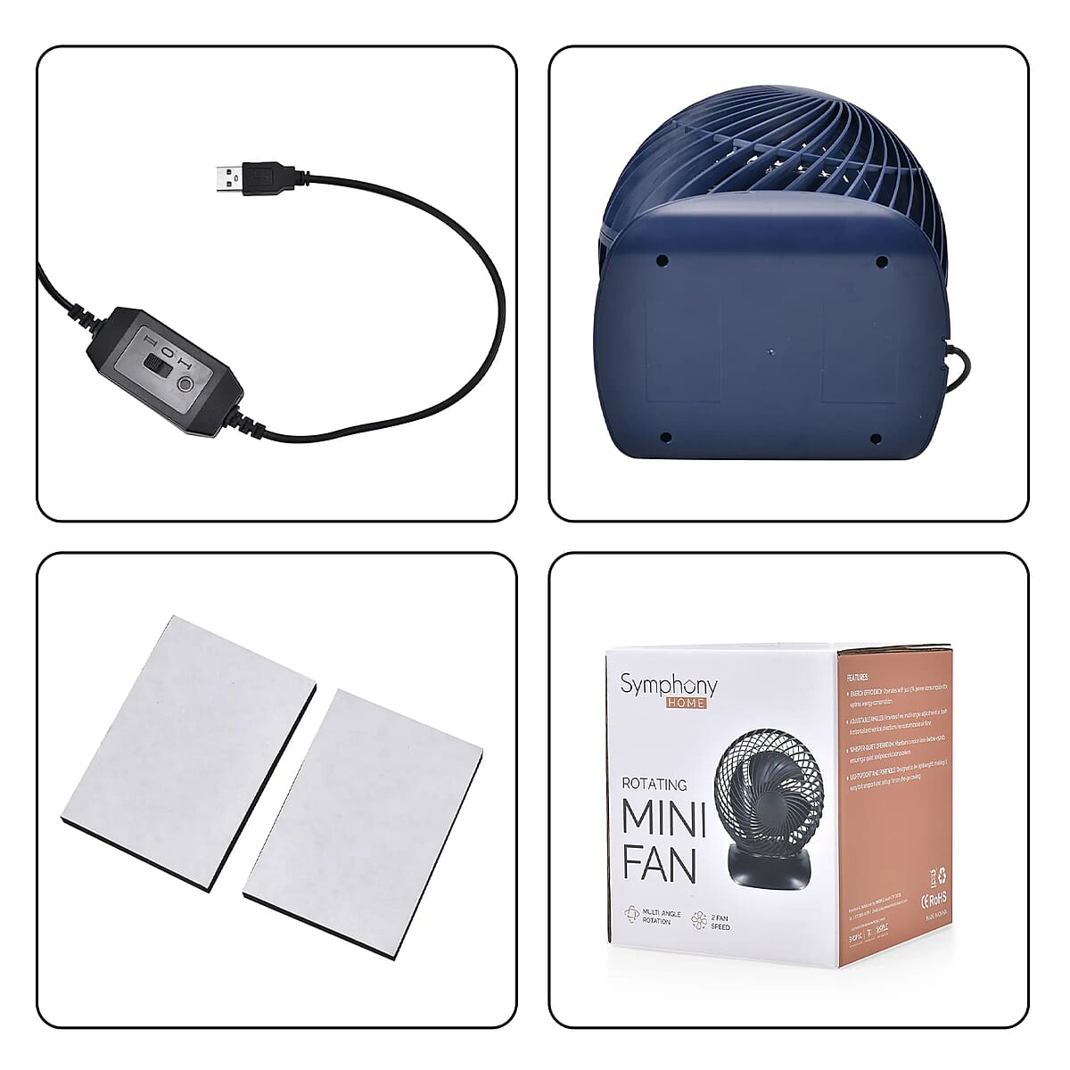 Symphony Home USB Blue Portable Desk Fan with Two Speed (5V) (8) image number 7