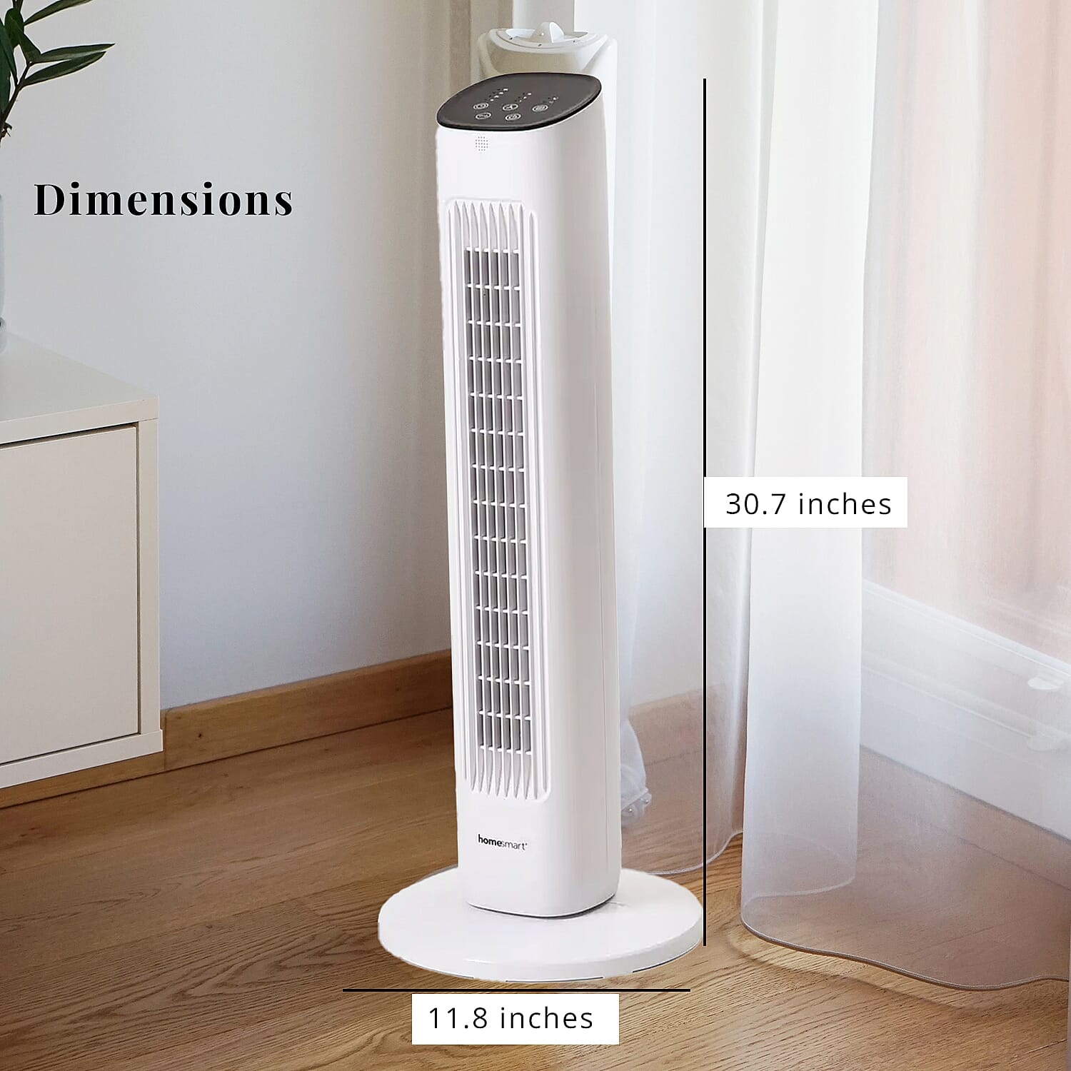 Homesmart Remote Control Tower Fan with Copper Motor in 2 Modes & 3 Speed - White