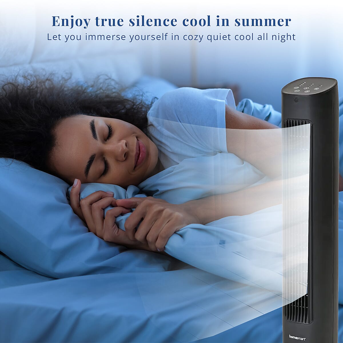 Homesmart Remote Control Tower Fan with Copper Motor in 2 Modes & 3 Speed - Black image number 1