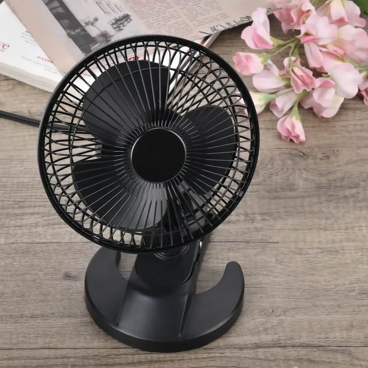 Black Portable Lightweight Fan with 2 Speed Low & High (Voltage: 0.35A, 18W) (7.48"x7.59"x11.10") image number 1