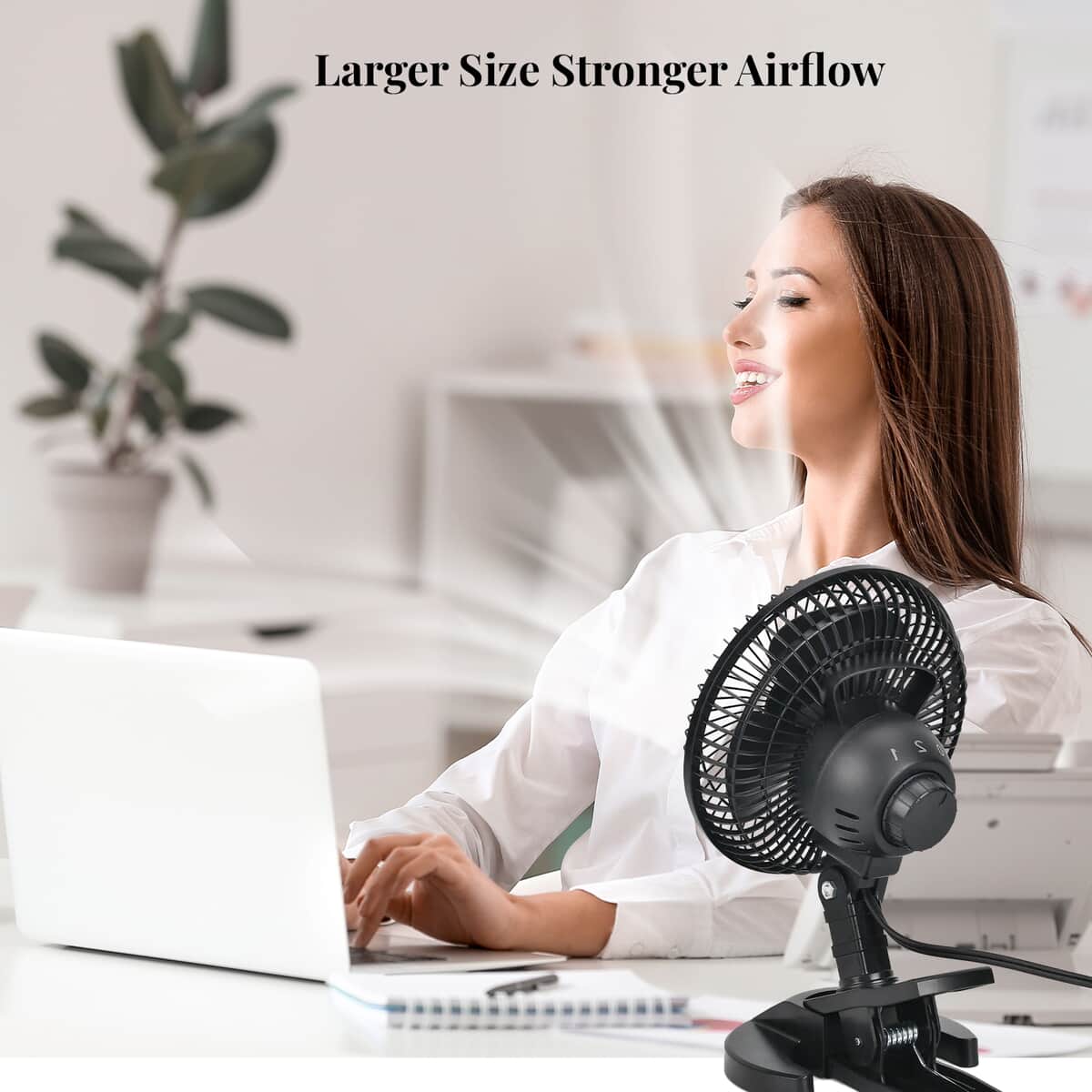 Black Portable Lightweight Fan with 2 Speed Low & High (Voltage: 0.35A, 18W) (7.48"x7.59"x11.10") image number 3