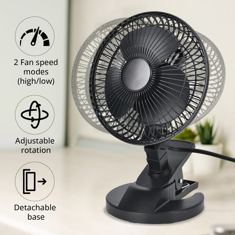 Black Portable Lightweight Fan with 2 Speed Low & High (Voltage: 0.35A, 18W)