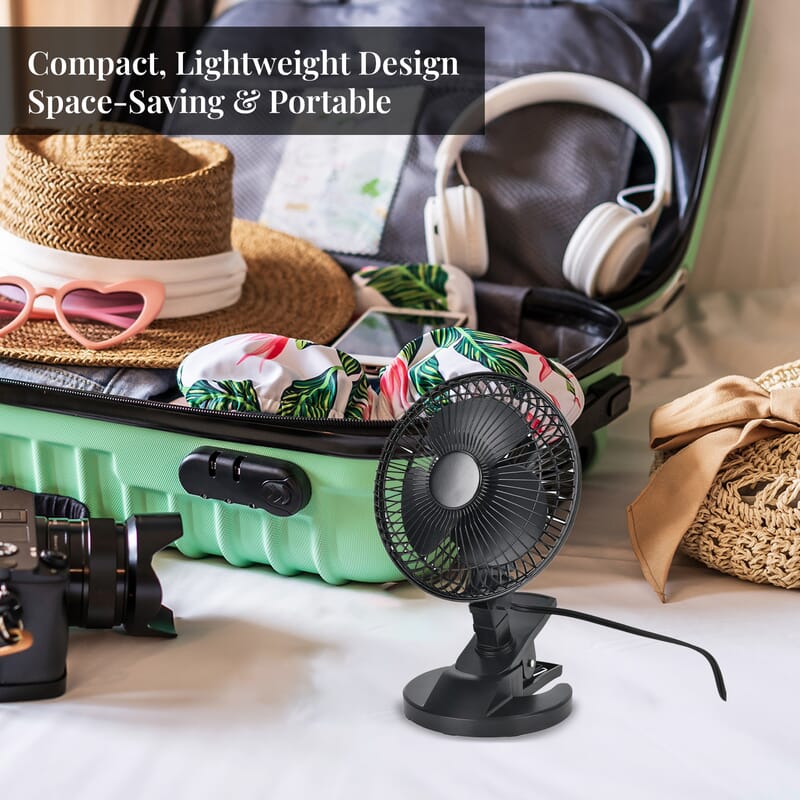 Black Portable Lightweight Fan with 2 Speed Low & High (Voltage: 0.35A, 18W)