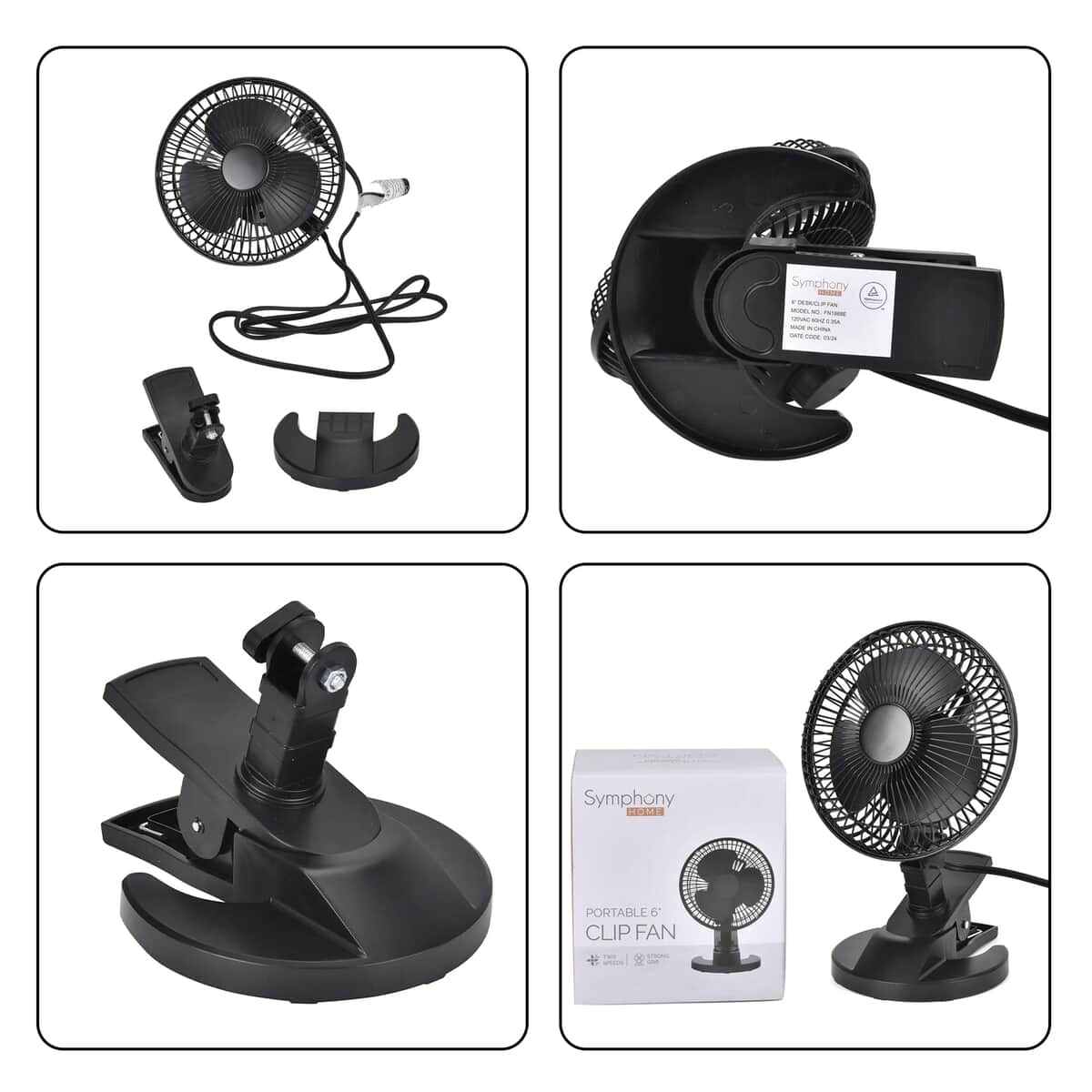 Black Portable Lightweight Fan with 2 Speed Low & High (Voltage: 0.35A, 18W) (7.48"x7.59"x11.10") image number 7