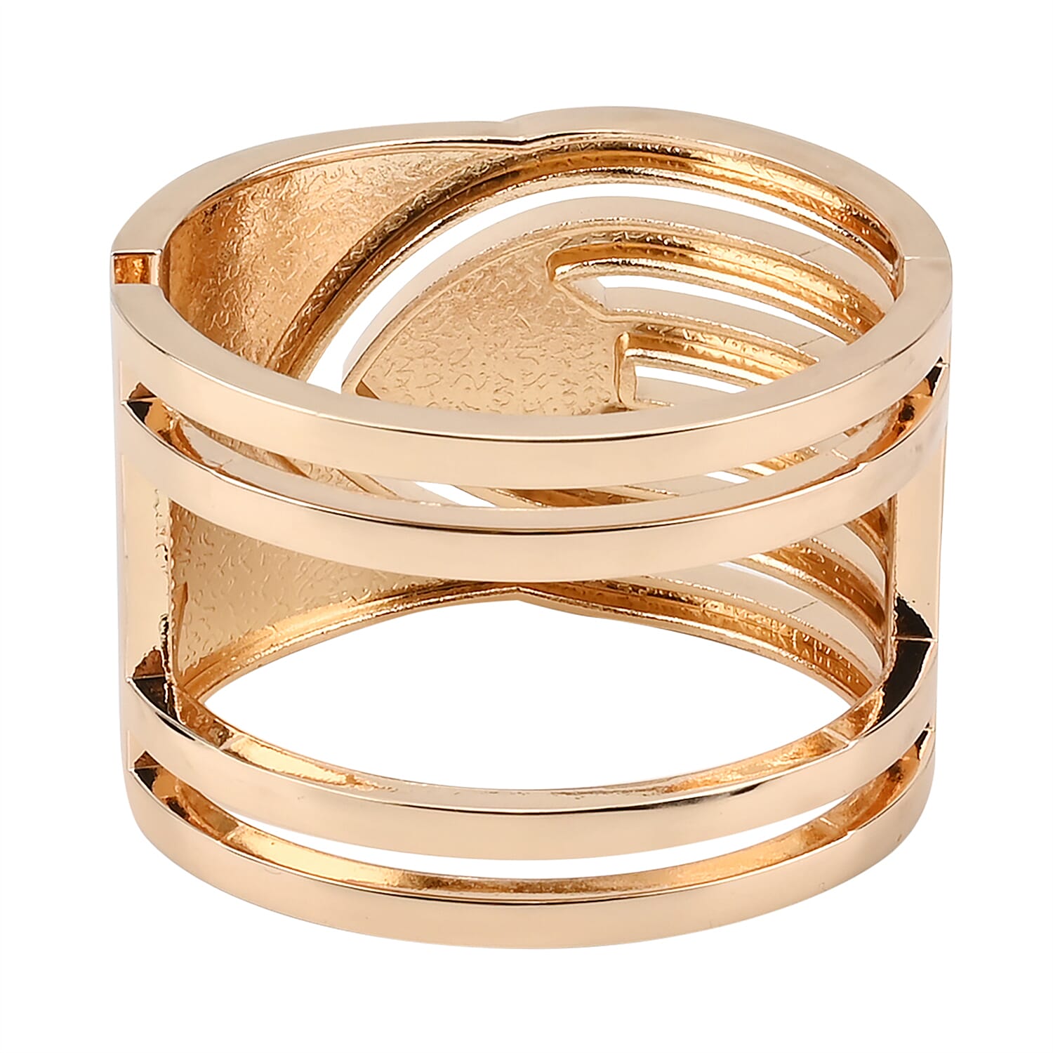 Simulated Pearl and White Austrian Crystal Bangle Bracelet in Goldtone (6.25 In)