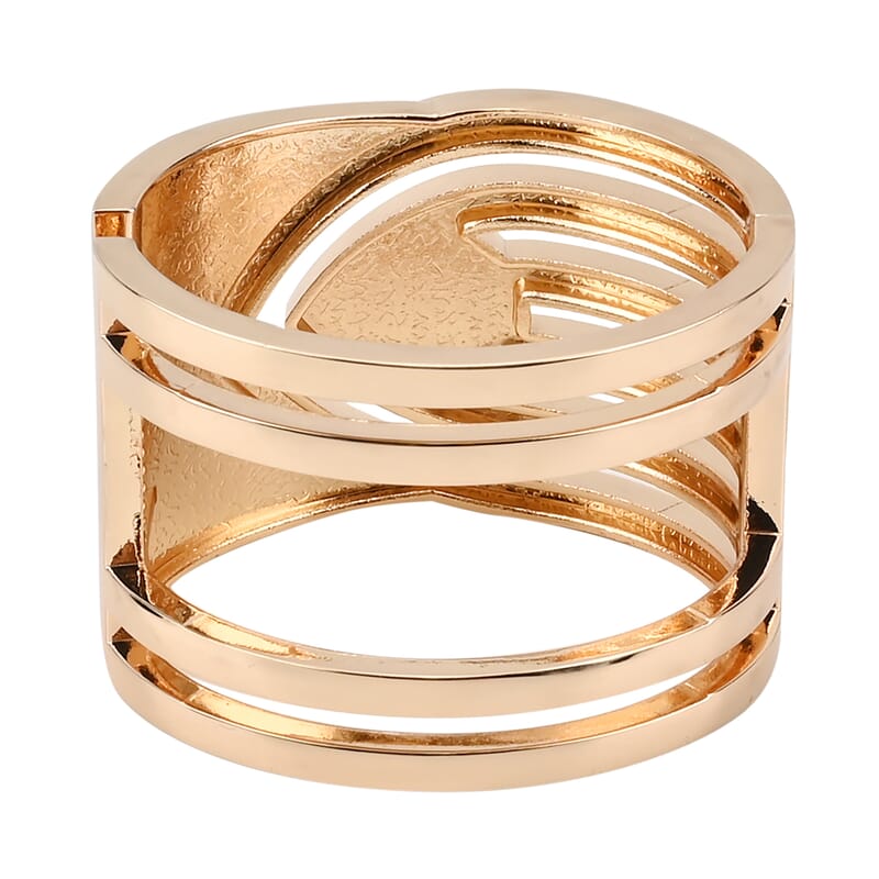 Simulated Pearl and White Austrian Crystal Bangle Bracelet in Goldtone (6.25 In)