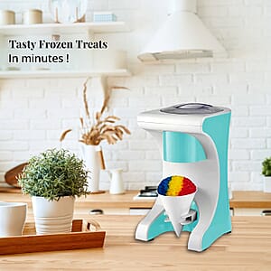 Symphony Home Snow Cone Shaved Ice Crusher Machine with One Plastic Cup - Blue