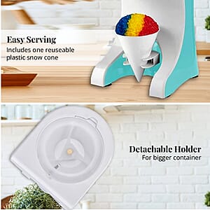 Symphony Home Snow Cone Shaved Ice Crusher Machine with One Plastic Cup - Blue