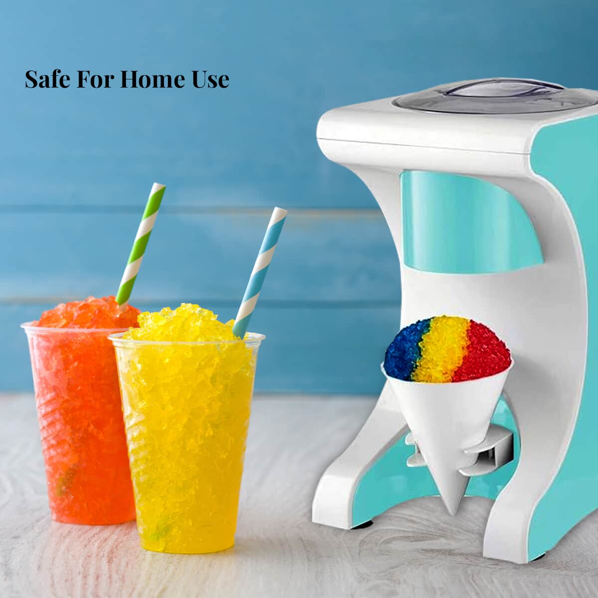 Snow Cone Shaved Ice Crusher Machine with One Plastic Cup - Blue (120V 60HZ 60W) image number 4