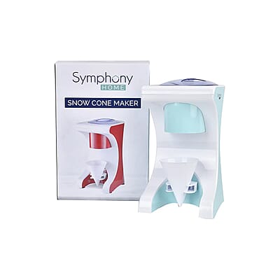 Symphony Home Snow Cone Shaved Ice Crusher Machine with One Plastic Cup - Blue