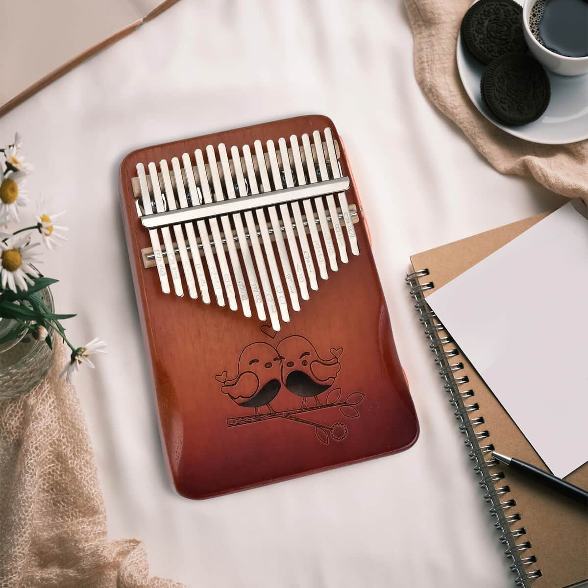 Kalimba- 17 Sound Thumb Piano - Brown (6.88"x4.72"x1.30") image number 1