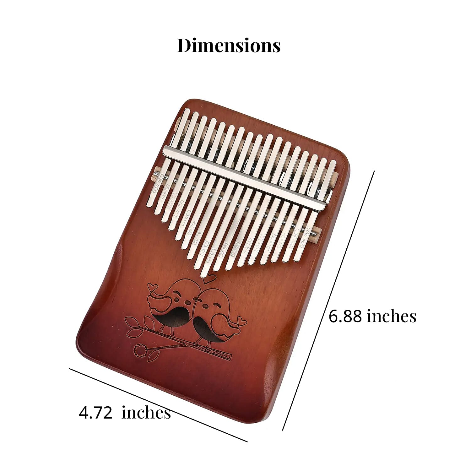 Kalimba- 17 Sound Thumb Piano - Brown