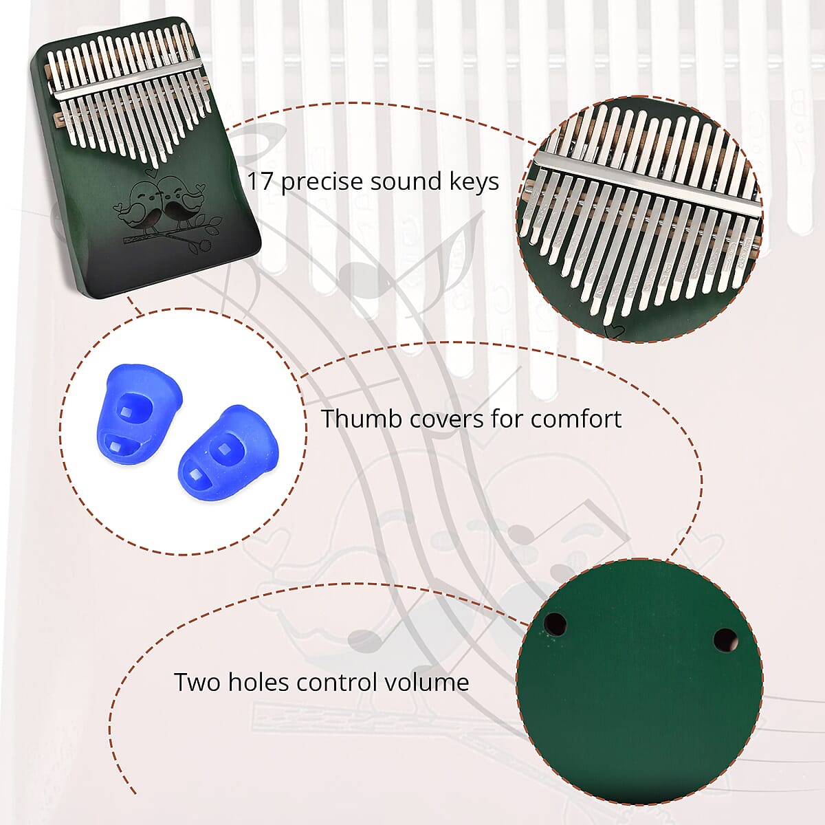 Kalimba- 17 Sound Thumb Piano - Green image number 4