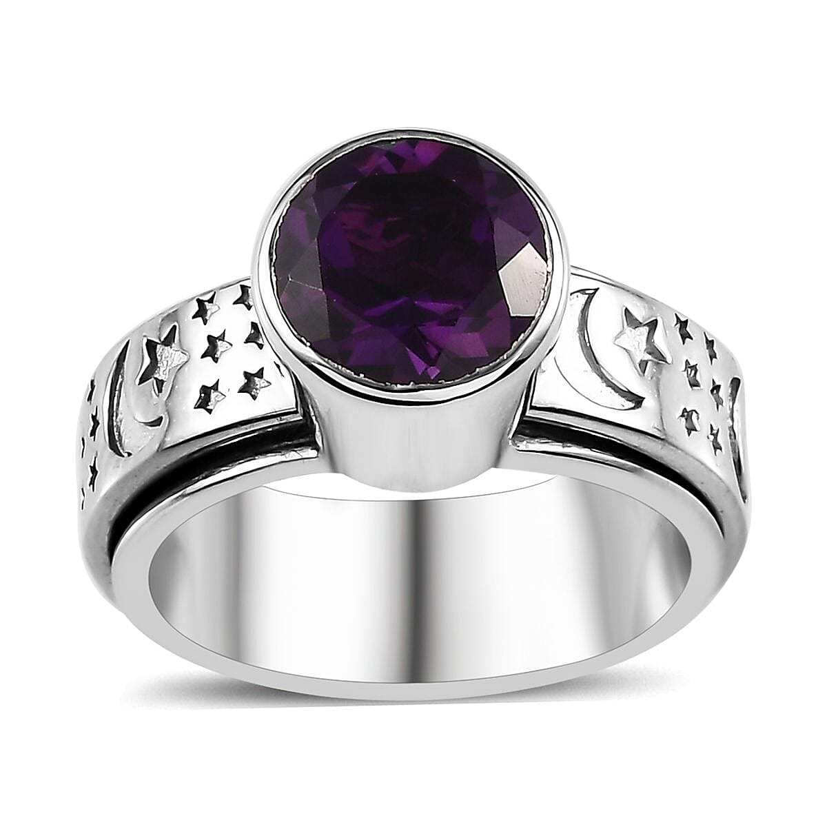 Doorbuster African Amethyst Solitaire Ring in Platinum Over Sterling Silver (Size 10.0) 1.80 ctw image number 0