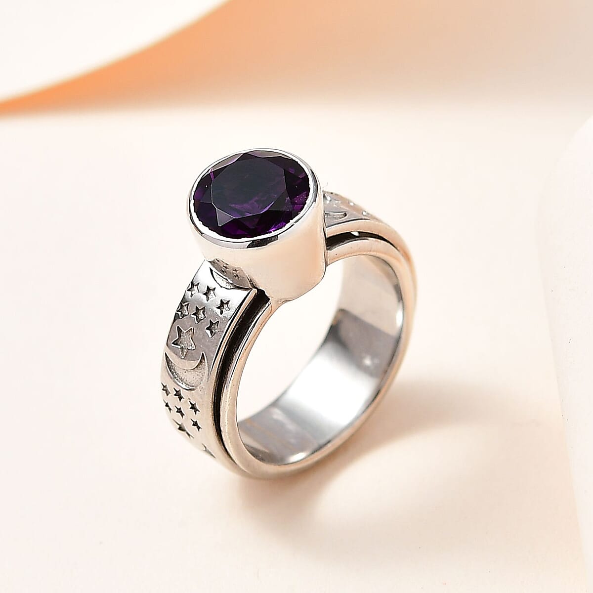 Doorbuster African Amethyst Solitaire Ring in Platinum Over Sterling Silver (Size 10.0) 1.80 ctw image number 1