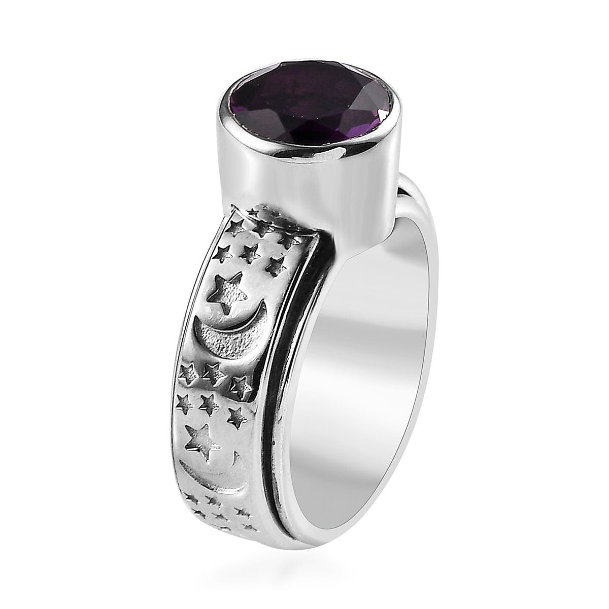 Doorbuster African Amethyst Solitaire Ring in Platinum Over Sterling Silver (Size 10.0) 1.80 ctw image number 3