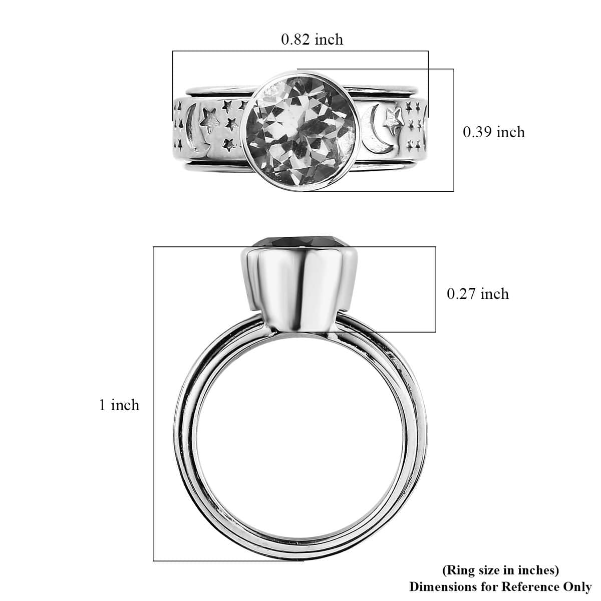 Sky Blue Topaz Spinner Ring in Platinum Over Sterling Silver (Size 8.0) 2.50 ctw image number 5